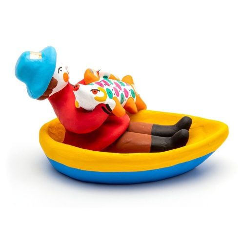 Фигурка "Мужик в лодке с рыбой"